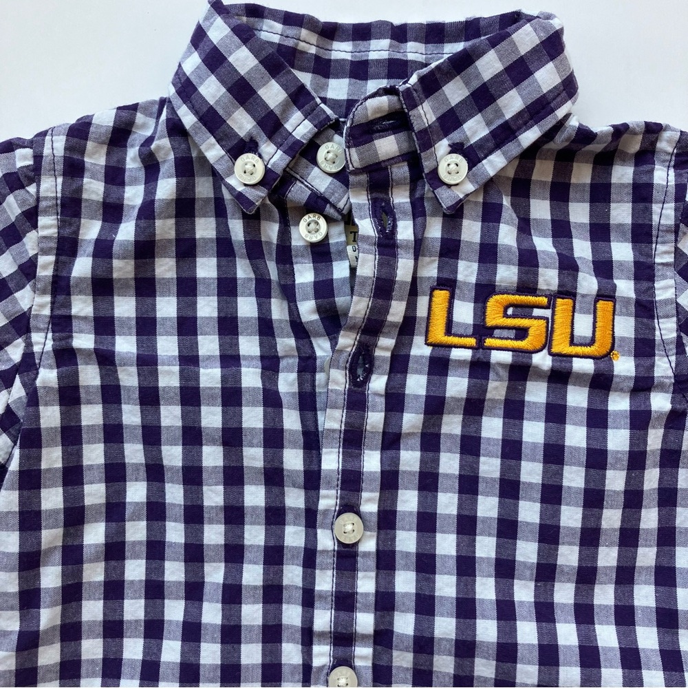 Boys Infant Garb LSU Tigers 0-3 months Purple Button Down Shirt Preppy Photos